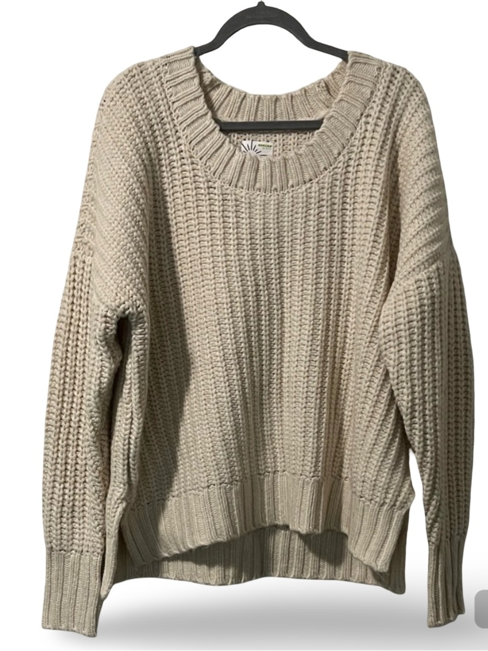 NWT Aerie Cream Ribbed Knit Fisherman's Sweater Medium